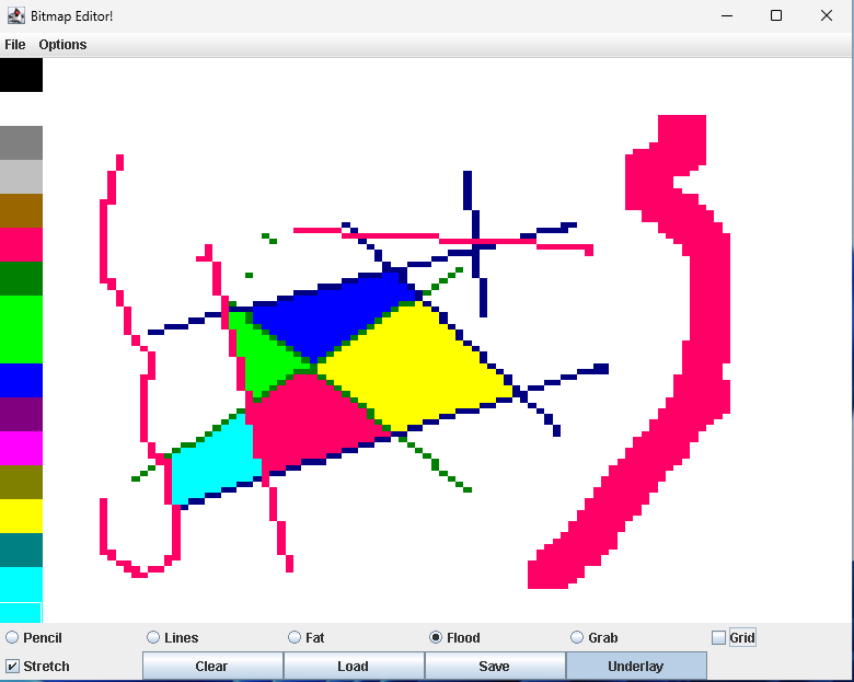 Bitmap Editor using flood fill to draw a plant sprite