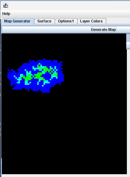 Map Generator tab showing randomly generated island elevation data