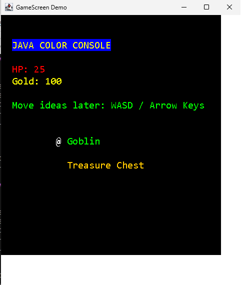 GameScreen's terminal-style text demo